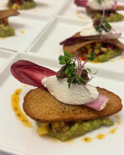 Mousse de Fromage de Chèvre auf karibischem Ananas, Mango und black Bean Salsa, Avocadocreme, Passion Fruit Vinaigrette
#catering #exoticfood #chefstouch #passionforcooking❤️